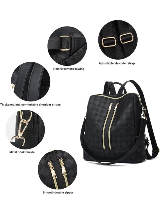 Stylish PU Leather Backpack Purse for Women - Convertible Travel Satchel Set